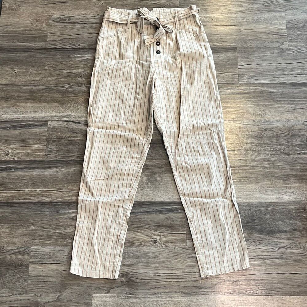 Fashion On Earth Linen Striped Pants Size Small